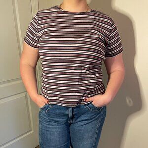 Red, white, and blue short sleeved shirt